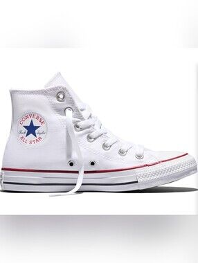 Converse White High Top Sneakers. Worn once. Womens Size 8/Mens Size 6